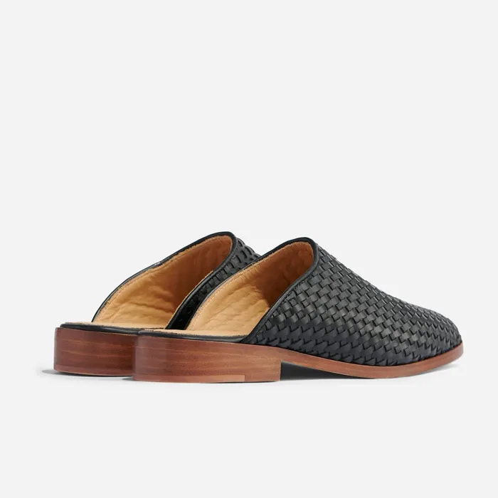 Women Ama Woven Mule Woven Black Nisolo Flats and Slip Ons