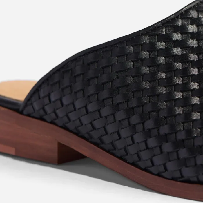 Women Ama Woven Mule Woven Black Nisolo Flats and Slip Ons