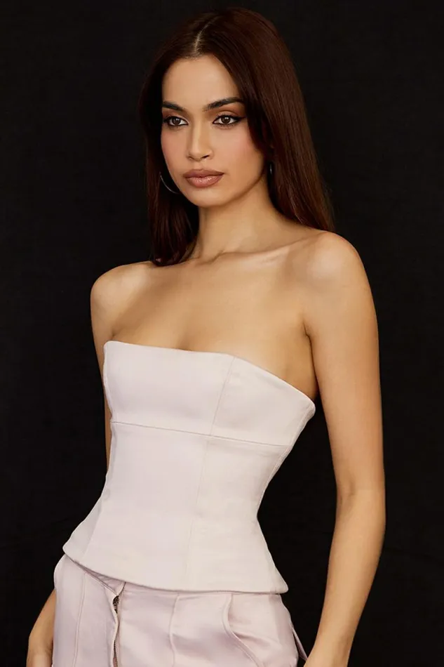 Women Angelica Crystal Satin Strapless Corset House Of CB Corsets Women Angelica Crystal Satin Strapless Corset House Of CB Corsets