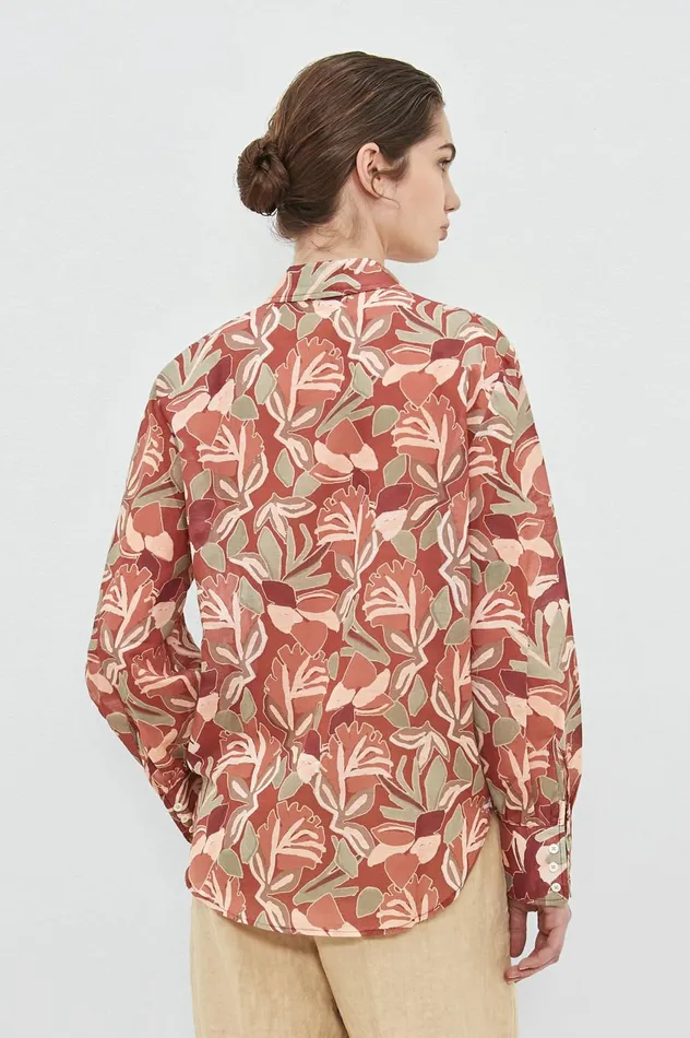 Women ANNA 8211 Cotton Linen Shirt 8211 Burn Red Massimo Alba Shirts