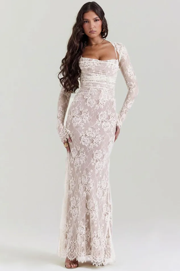 Women Artemis Vintage Cream Lace Maxi Dress House Of CB Dresses