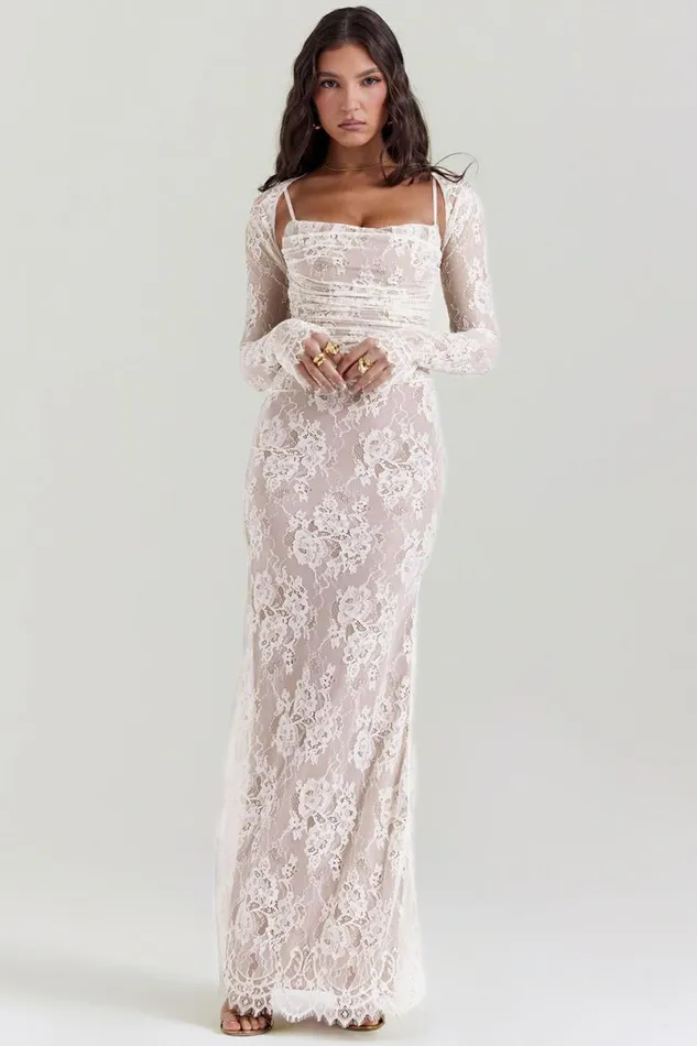 Women Artemis Vintage Cream Lace Maxi Dress House Of CB Dresses