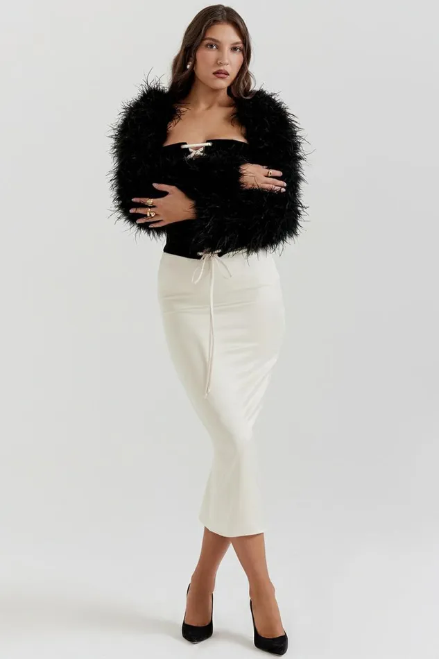 Women Ash Black Marabou Sleeve Jacket House Of CB Outerwear