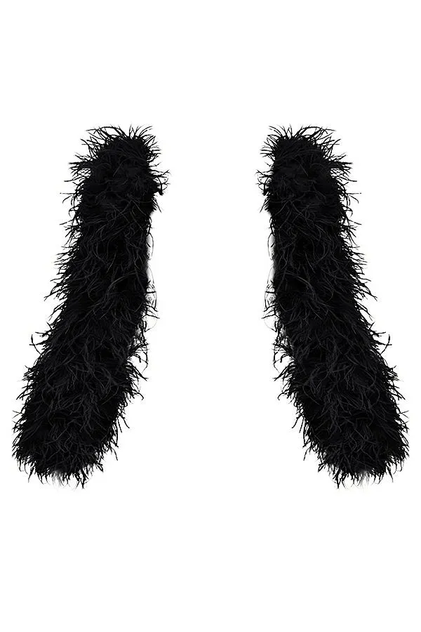 Women Ash Black Marabou Sleeve Jacket House Of CB Outerwear