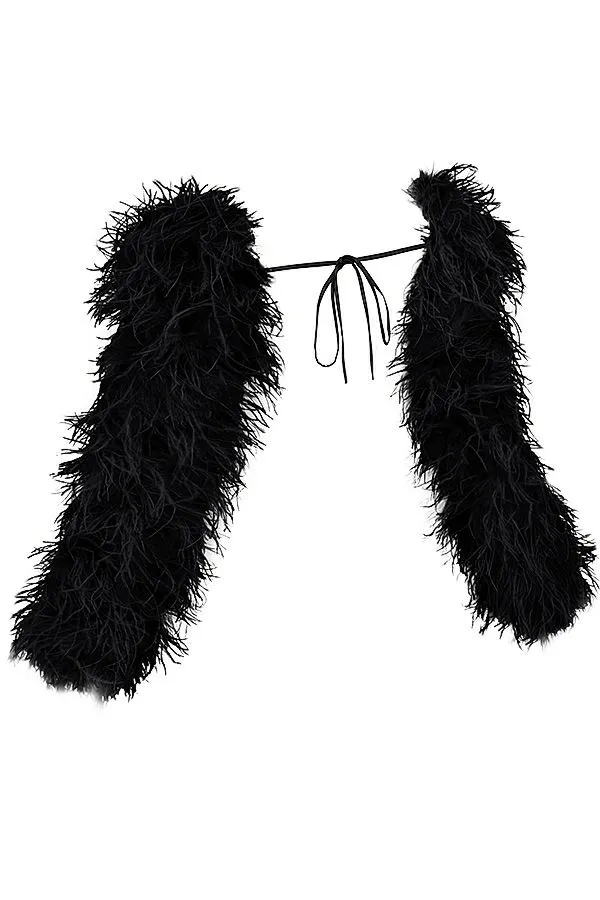 Women Ash Black Marabou Sleeve Jacket House Of CB Outerwear