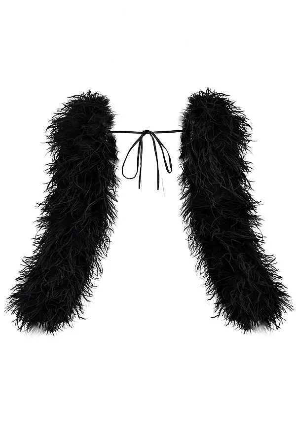 Women Ash Black Marabou Sleeve Jacket House Of CB Outerwear
