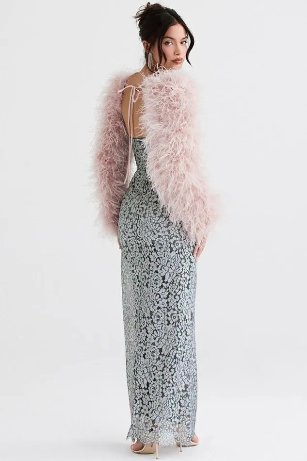 Women Ash Soft Pink Marabou Sleeve Jacket House Of CB Outerwear