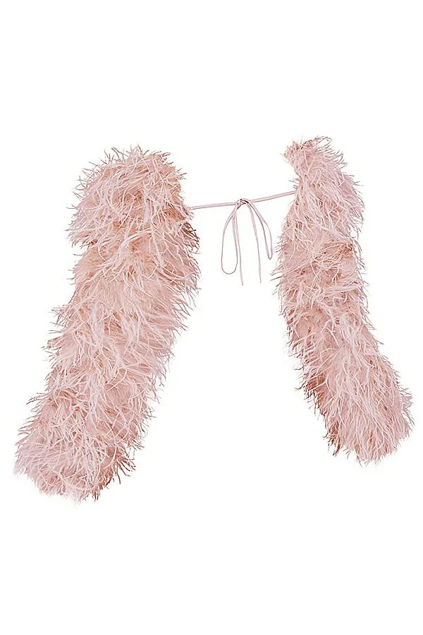 Women Ash Soft Pink Marabou Sleeve Jacket House Of CB Outerwear