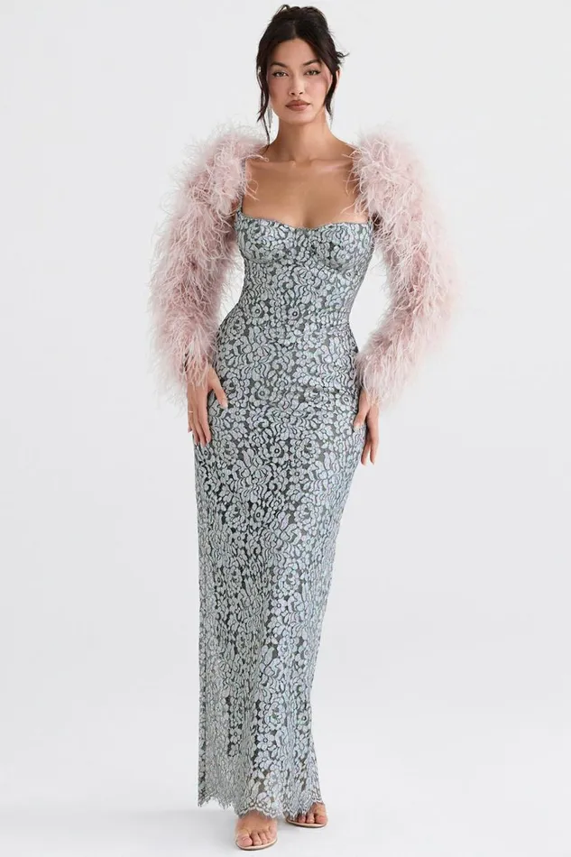 Women Ash Soft Pink Marabou Sleeve Jacket House Of CB Outerwear