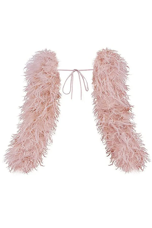 Women Ash Soft Pink Marabou Sleeve Jacket House Of CB Outerwear