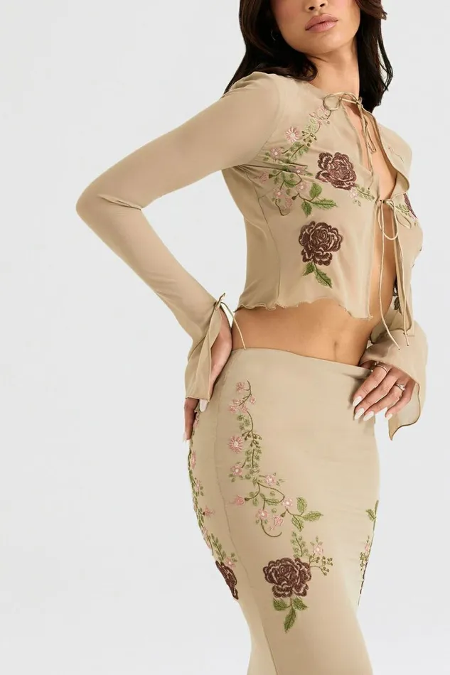 Women Asra Artichoke Floral Tie Front Top House Of CB Tops
