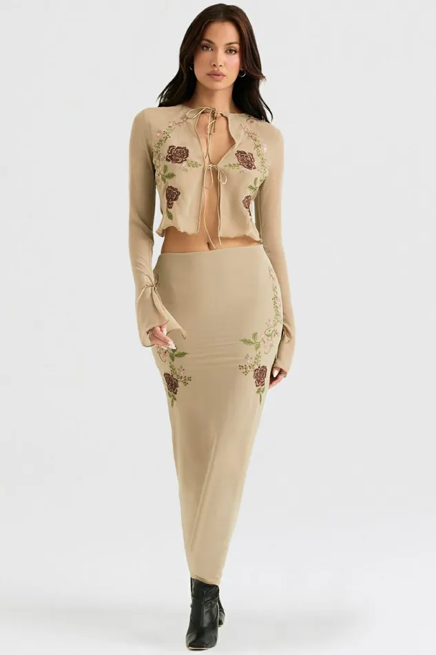 Women Asra Artichoke Floral Tie Front Top House Of CB Tops