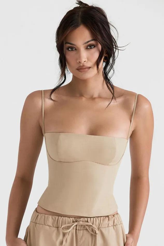 Women Audette Camel Structured Corset House Of CB Corsets