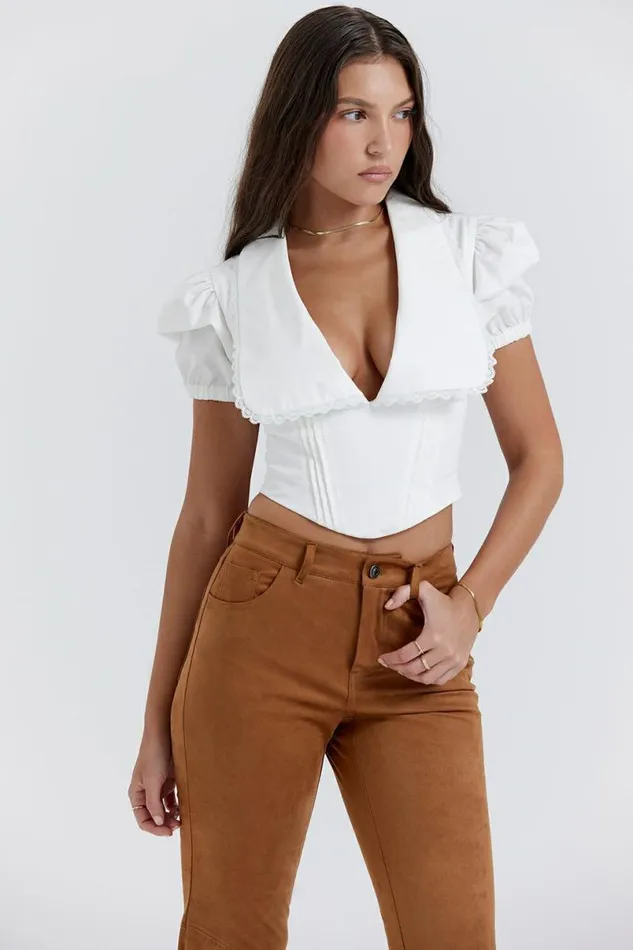 Women Augusta White Pin Tuck Top House Of CB Tops