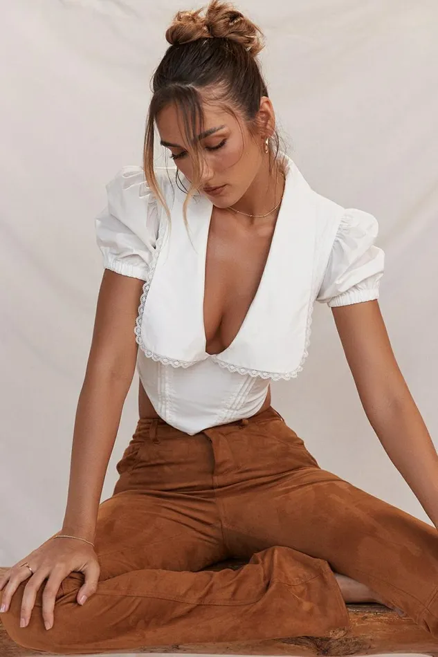 Women Augusta White Pin Tuck Top House Of CB Tops