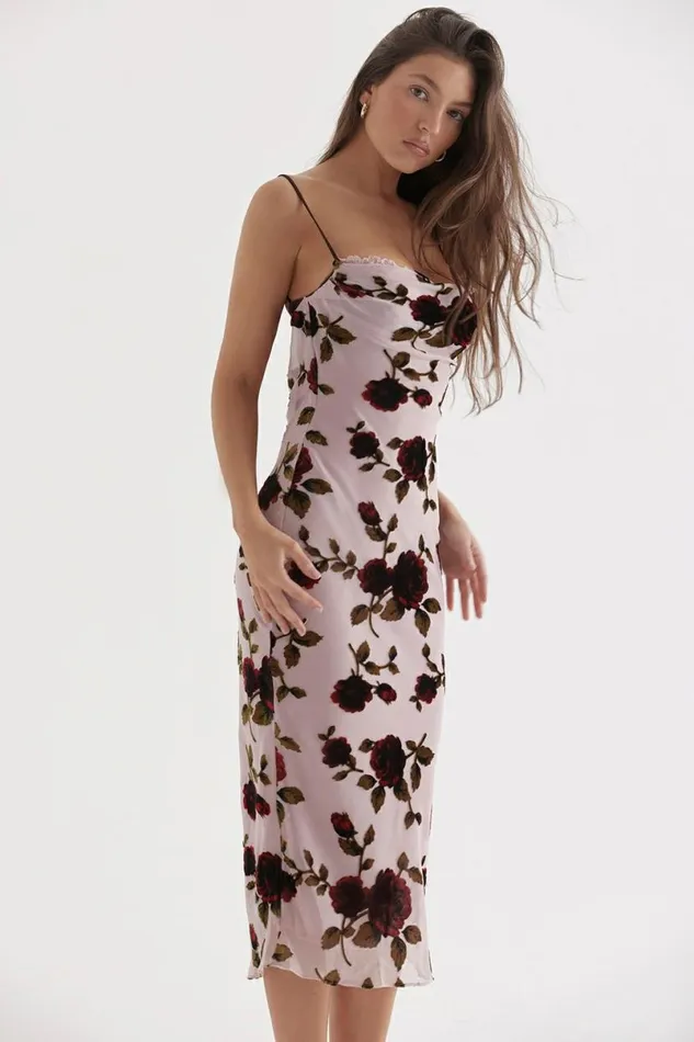 Women Azura Pink Devore Midi Dress House Of CB Dresses Women Azura Pink Devore Midi Dress House Of CB Dresses