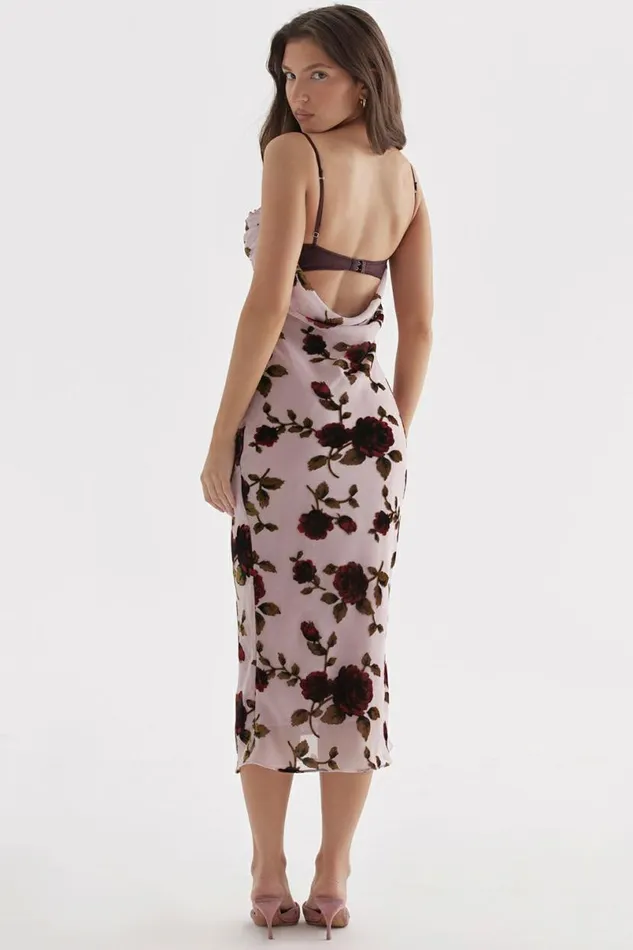 Women Azura Pink Devore Midi Dress House Of CB Dresses Women Azura Pink Devore Midi Dress House Of CB Dresses