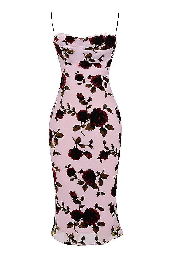 Women Azura Pink Devore Midi Dress House Of CB Dresses Women Azura Pink Devore Midi Dress House Of CB Dresses