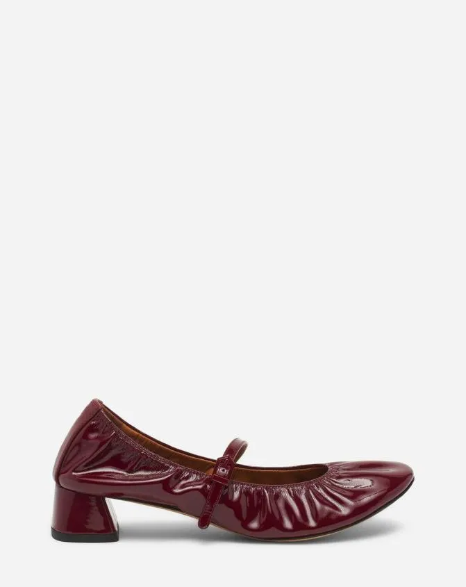 Women Ballerinas Lanvin Heeled Mary Jane In Glossy Leather Burgundy