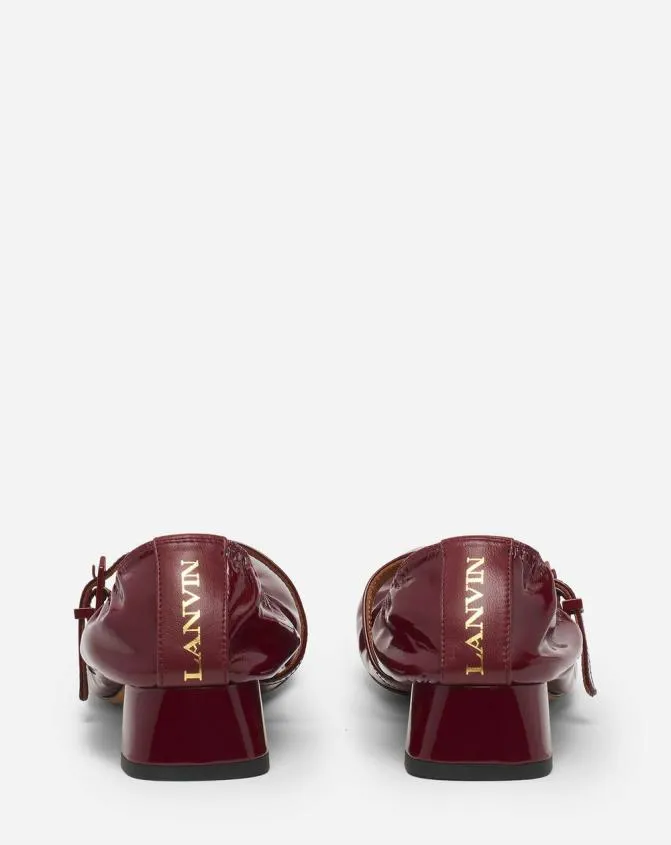 Women Ballerinas Lanvin Heeled Mary Jane In Glossy Leather Burgundy