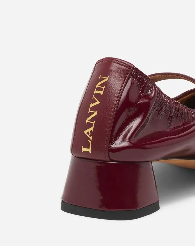 Women Ballerinas Lanvin Heeled Mary Jane In Glossy Leather Burgundy