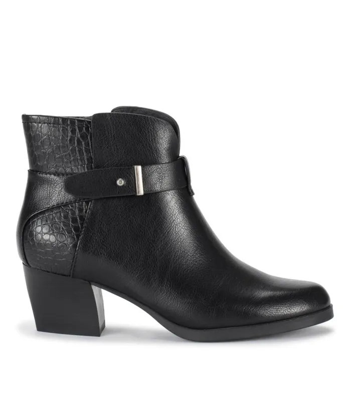 Women Baretraps Booties Lane Block Heel Bootie Black Croco