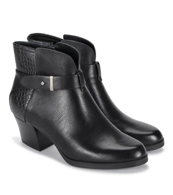 Women Baretraps Booties Lane Block Heel Bootie Black Croco