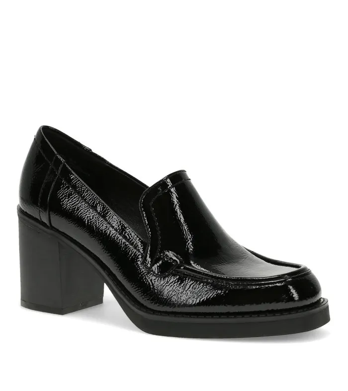 Women Baretraps Flats and Loafers Gretel Block Heel Loafer Black Patent