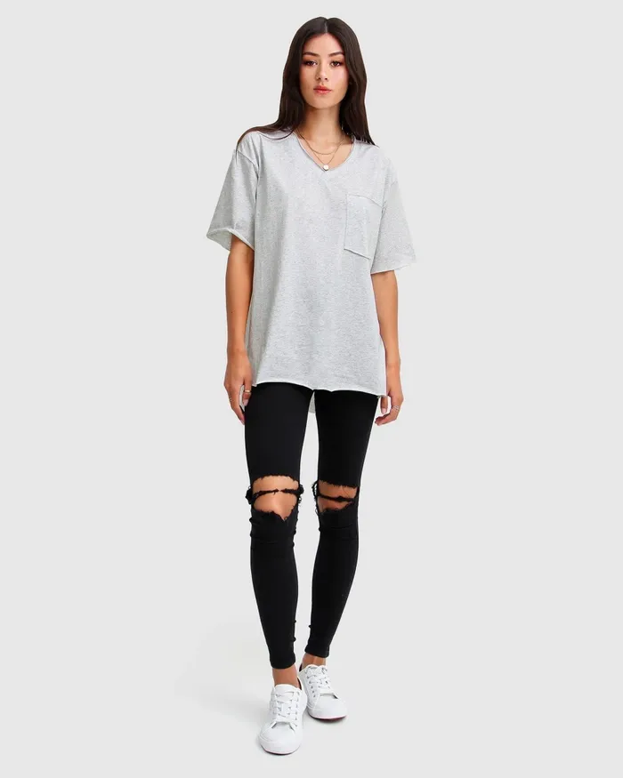 Women Belle and Bloom Brave Soul Oversized TShirt 8211 Grey Tops