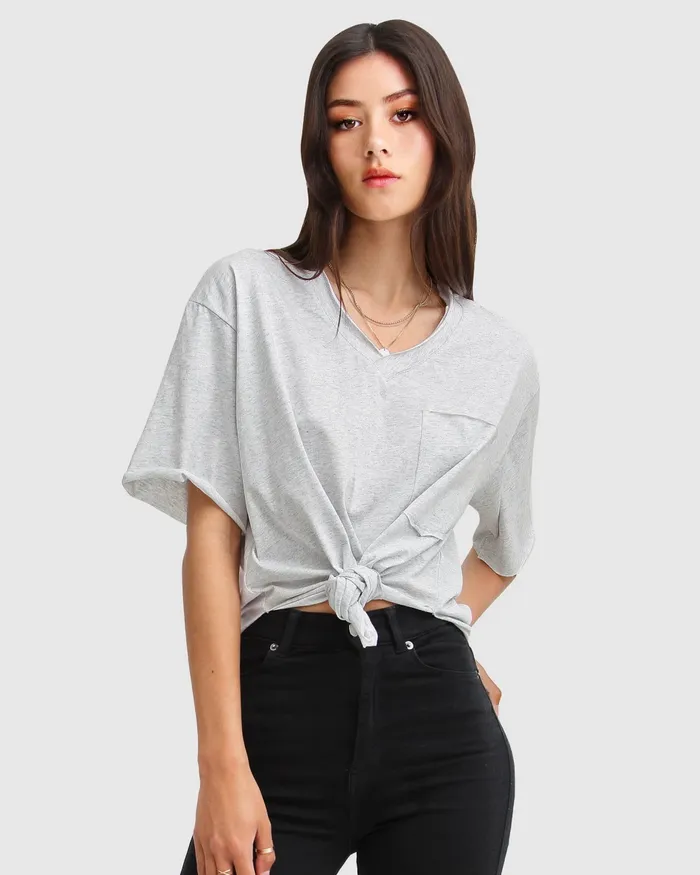 Women Belle and Bloom Brave Soul Oversized TShirt 8211 Grey Tops