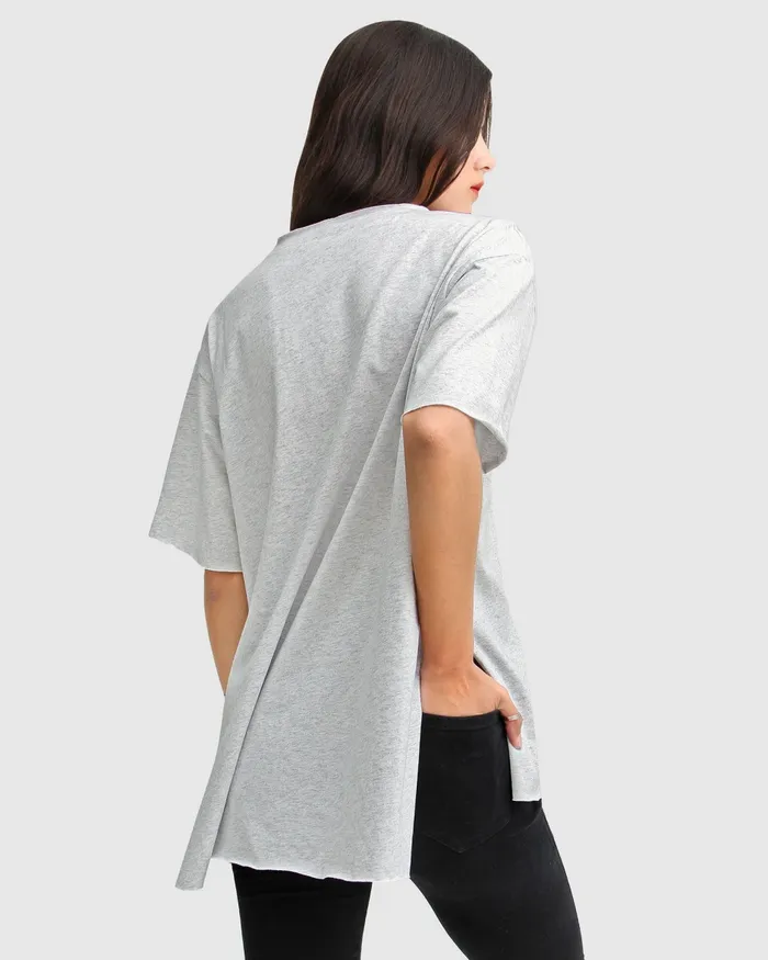 Women Belle and Bloom Brave Soul Oversized TShirt 8211 Grey Tops