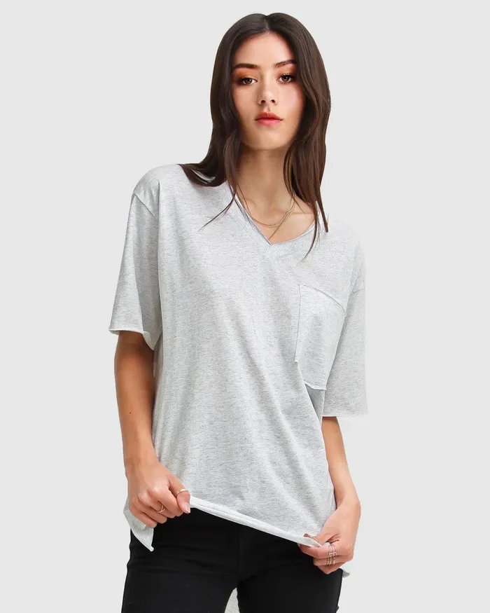 Women Belle and Bloom Brave Soul Oversized TShirt 8211 Grey Tops