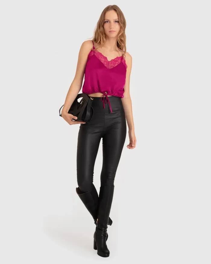 Women Belle and Bloom Friday Nights Lace Cami 8211 Fuchsia Tops