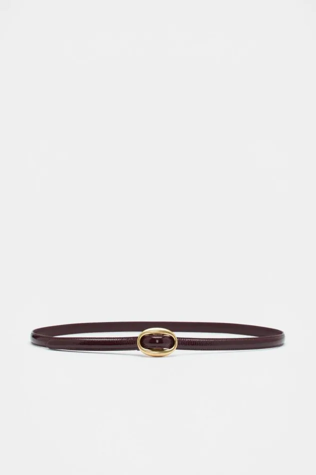 Women Belts Seed Heritage Carmen Oval Buckle Belt Dark Plum Patent