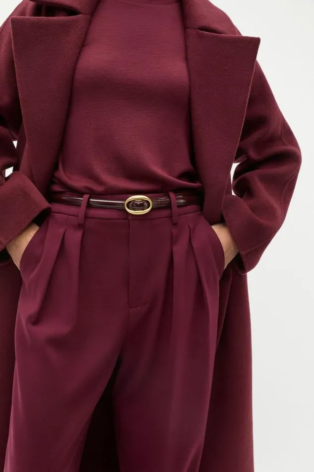 Women Belts Seed Heritage Carmen Oval Buckle Belt Dark Plum Patent