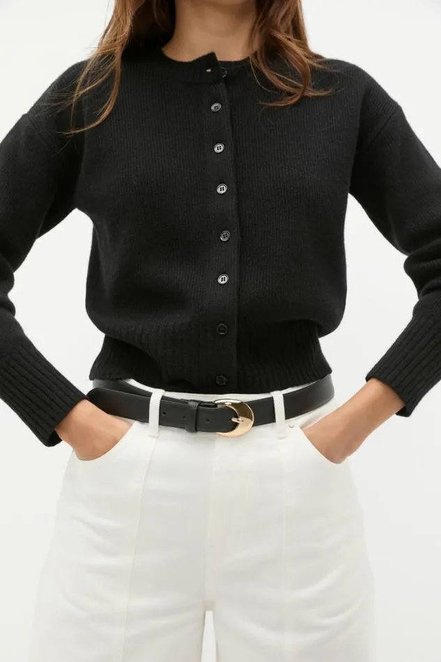 Women Belts Seed Heritage Dove Circle Buckle Belt Black