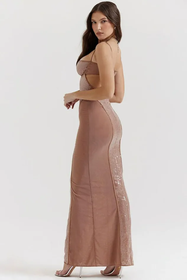 Women Bonita Cafe Au Lait Sequin Maxi Dress House Of CB Dresses