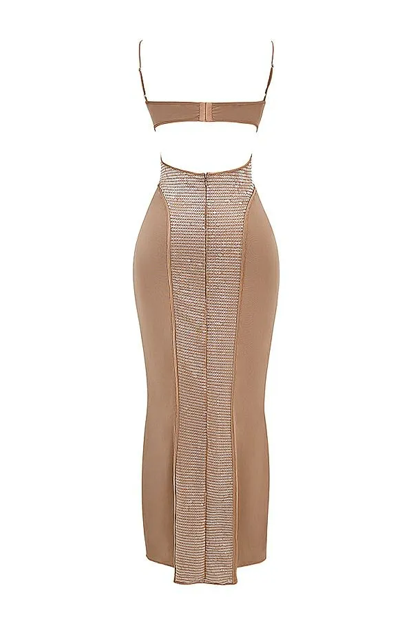 Women Bonita Cafe Au Lait Sequin Maxi Dress House Of CB Dresses