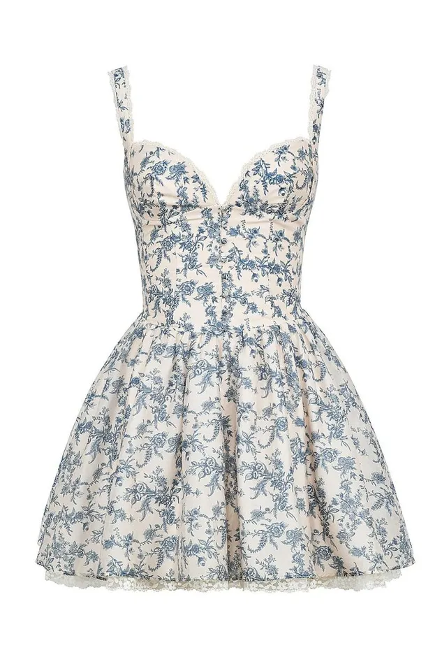 Women Brigitte English Porcelain Print Corset Mini Dress House Of CB Dresses
