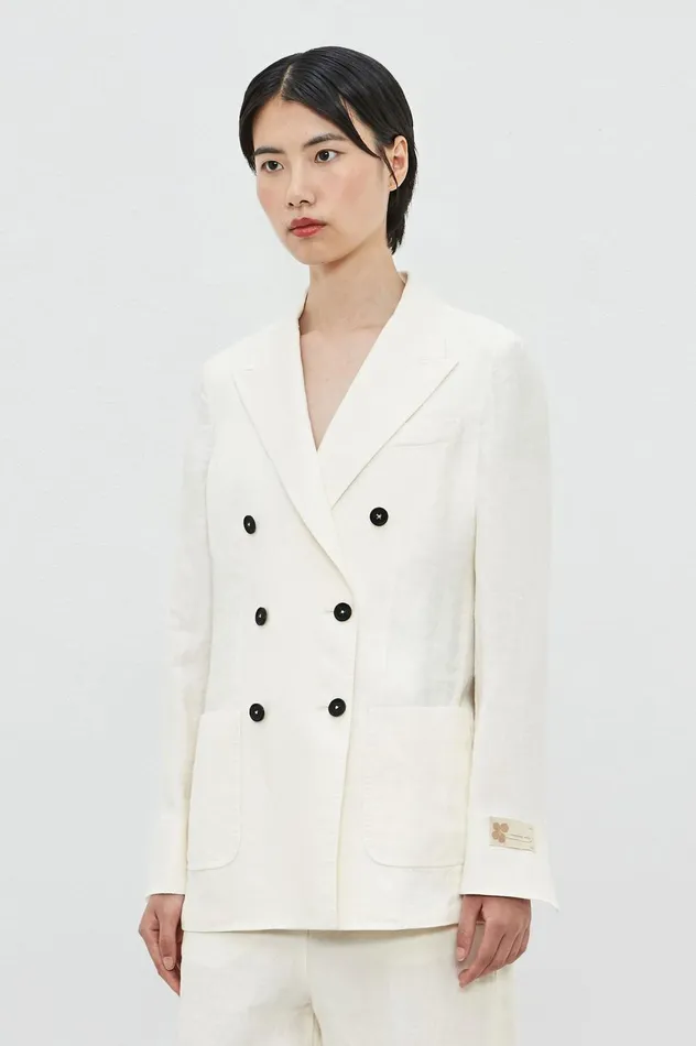 Women CARLOTTA2 8211 Herringbone Linen Doublebreasted Jacket 8211 Panna Massimo Alba Jackets and Coats Women CARLOTTA2 8211 Herringbone Linen Doublebreasted Jacket 8211 Panna Massimo Alba Jackets and Coats