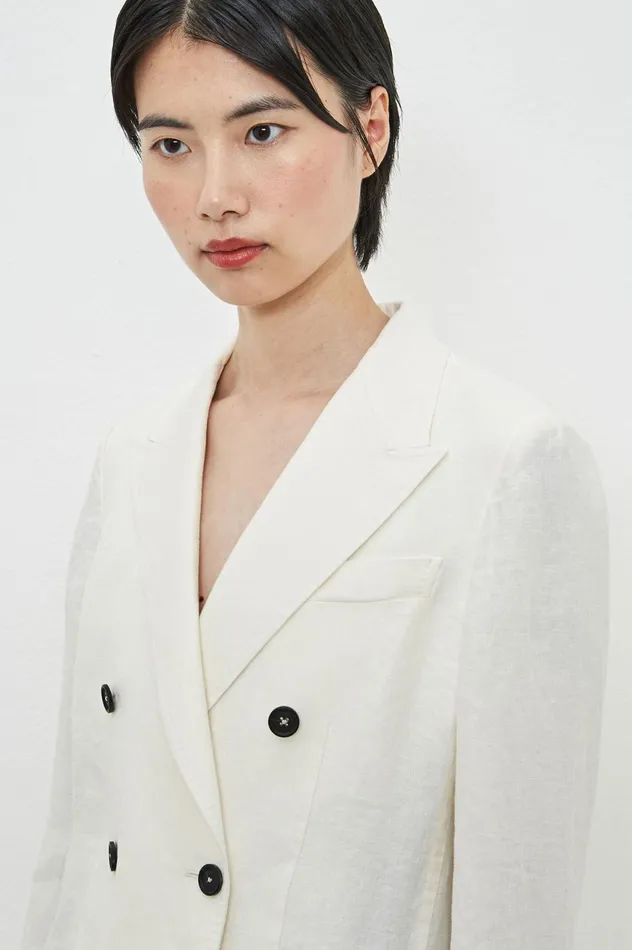 Women CARLOTTA2 8211 Herringbone Linen Doublebreasted Jacket 8211 Panna Massimo Alba Jackets and Coats Women CARLOTTA2 8211 Herringbone Linen Doublebreasted Jacket 8211 Panna Massimo Alba Jackets and Coats