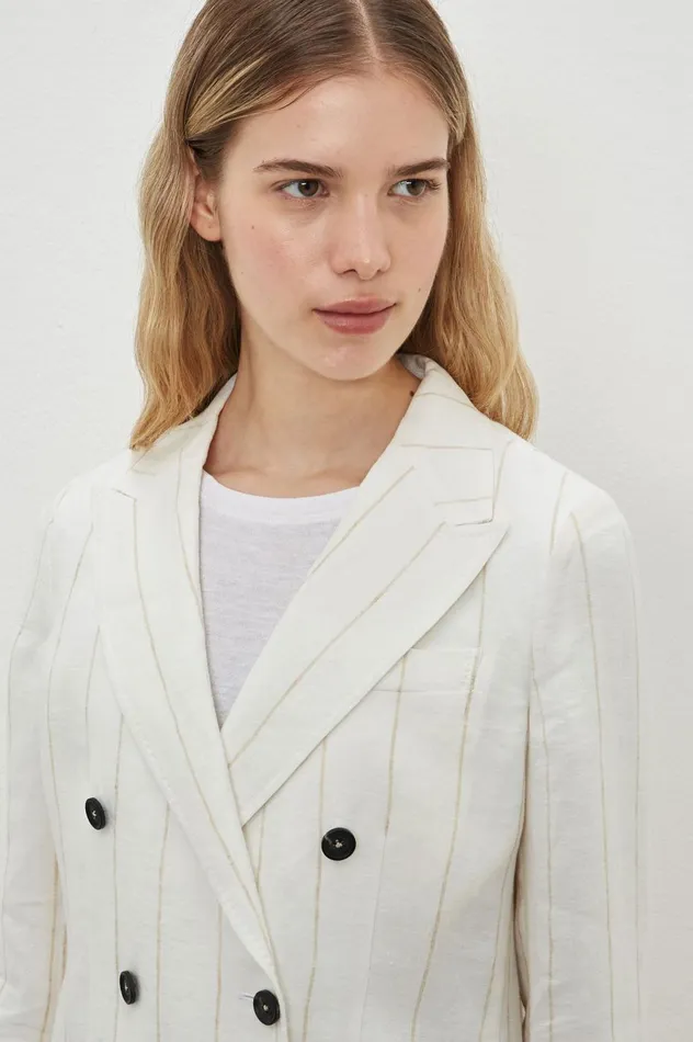 Women CARLOTTA2 8211 Linen Doublebreasted Jacket 8211 Sesame Massimo Alba Jackets and Coats Women CARLOTTA2 8211 Linen Doublebreasted Jacket 8211 Sesame Massimo Alba Jackets and Coats