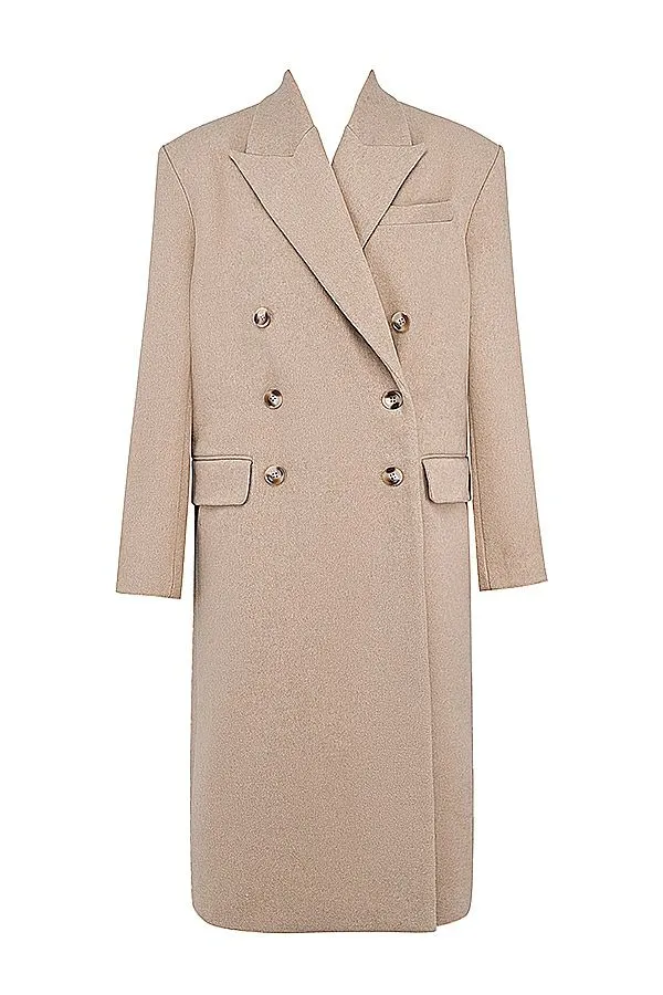Women Carter Oatmeal Double Breasted Coat House Of CB Outerwear