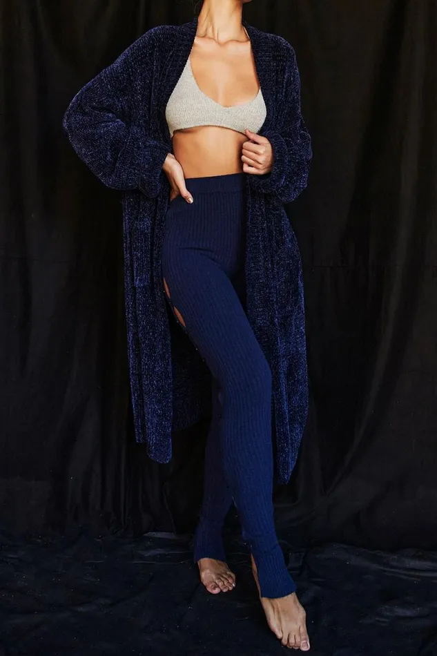 Women Celine Navy Chenille Slouchy Cardigan House Of CB Outerwear