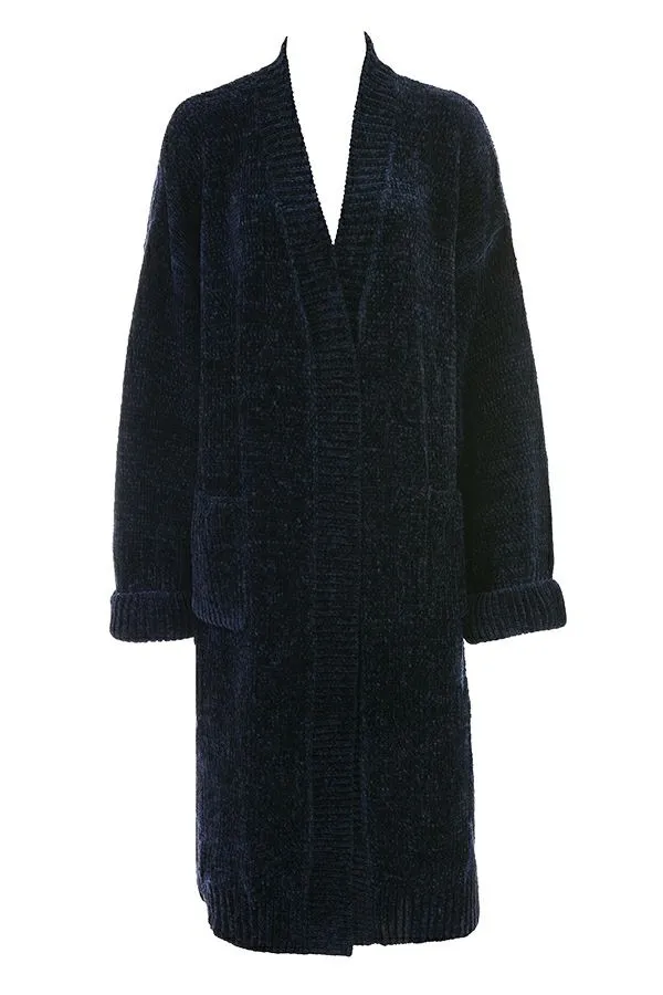 Women Celine Navy Chenille Slouchy Cardigan House Of CB Outerwear