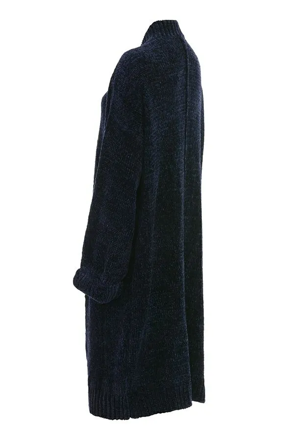 Women Celine Navy Chenille Slouchy Cardigan House Of CB Outerwear