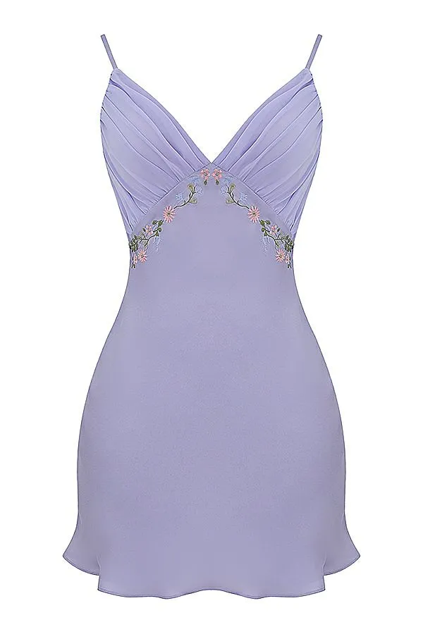 Women Christa Embroidered Lavender Mini Dress House Of CB Dresses
