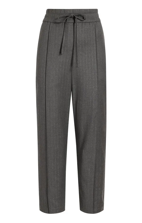 Women Cinq Sept Bottoms Adalie Pant Lurex Pinstripe Charcoal