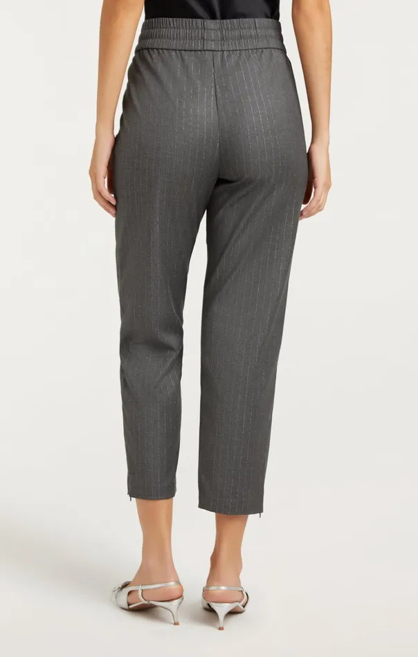Women Cinq Sept Bottoms Adalie Pant Lurex Pinstripe Charcoal