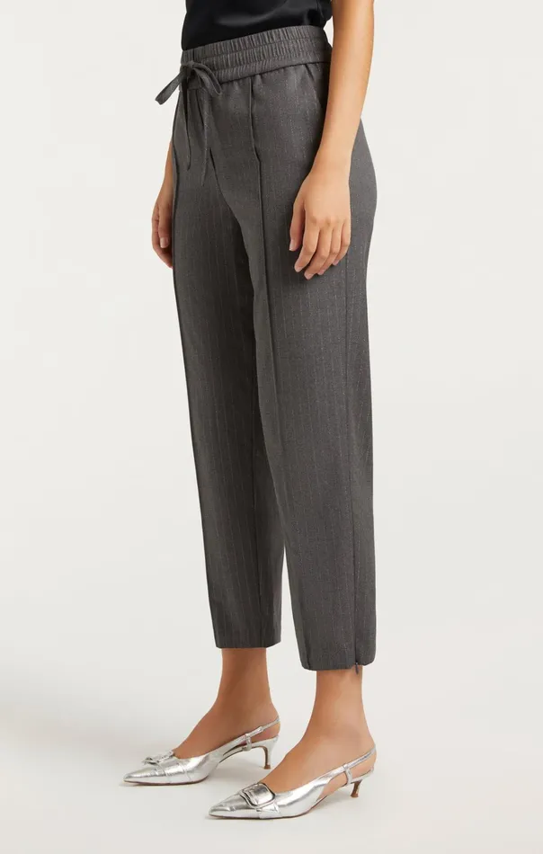 Women Cinq Sept Bottoms Adalie Pant Lurex Pinstripe Charcoal